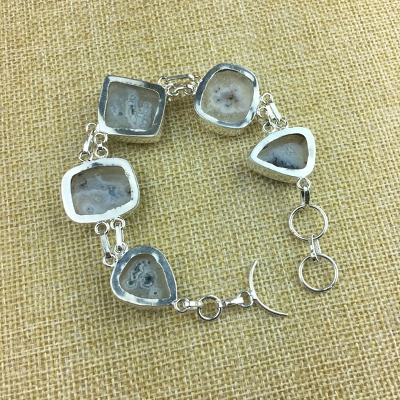 New Natural Solar Quartz Stone Silver Overlay Toggle Bracelet 7 & 7 3/4 - Picture 7 of 8